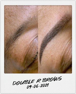 Before and after ombré powder brows