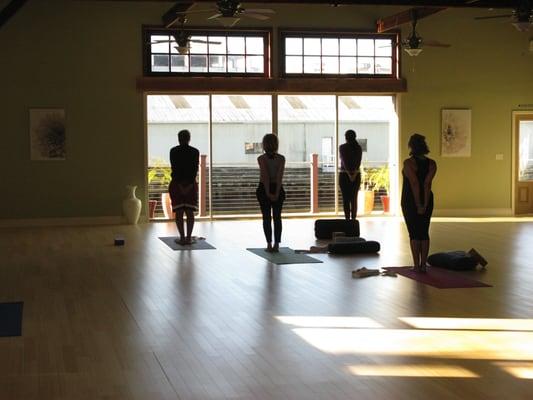 Yoga facing the Petaluma River