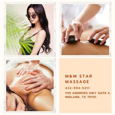 M&M Star Massage
 1115 Andrews Hwy Suite 4, Midland, TX 79701
 Call us at 432-994-5211