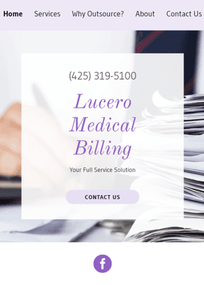 Lucero Medical Billing Logo - White & Purple / Large