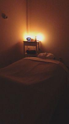 Massage table & calming ambiance