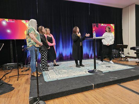 The ladies sharing what occured at the ladies retreat in Carlsbad