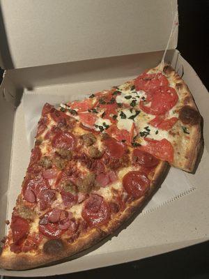 Margherita Pizza and Meat Lovers Pizza