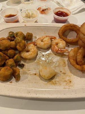 Eaten scallop and shrimps.