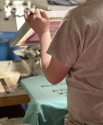 We offer screen printing with our design or yours. Available on t-shirts, hoodies, tank tops, sweatshirts, aprons, tote bags, and more.