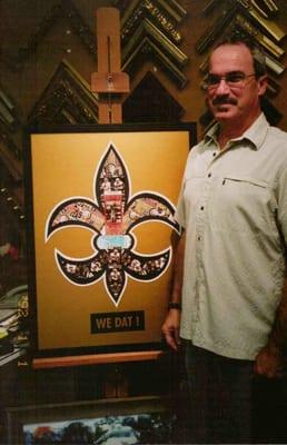 Custom collage piece for a client who brought in Saints tickets and requested a fleur de lis made of the tickets.