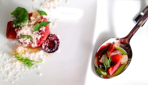 Wagyu Steak Tartar with Grated Bone Marrow and Cherry