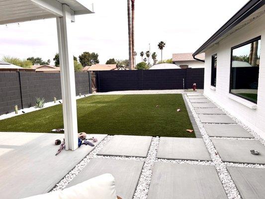 Poured concrete squares & pet friendly turf