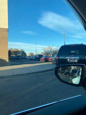 terrible line around the store parking lot.