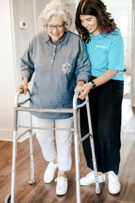 Assistance with ambulation, walking and getting around the house or the community.