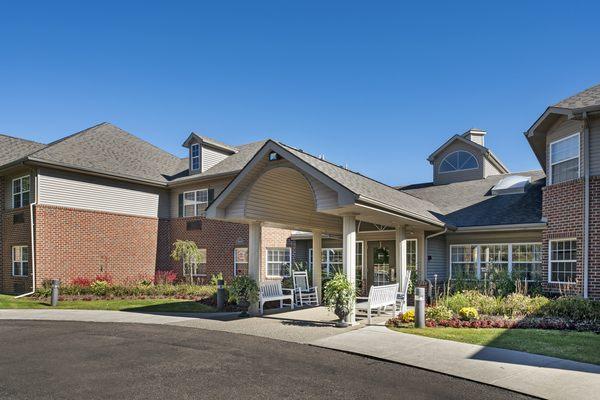 Outdoor seating by front entrance