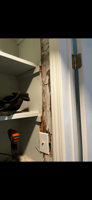 Unfinished sheet rock in pantry