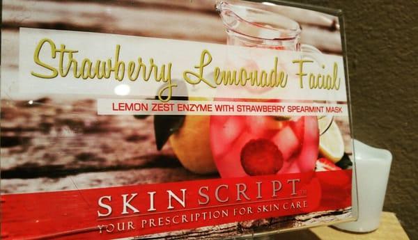 Come enjoy the Strawberry lemonade  Facial. This wonderful facial refine pores and a great anti aging, brightening results.