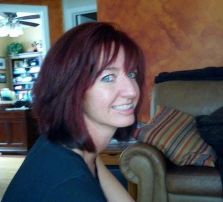 Mardi (aka Kim) colored my hair a deep red with black underneath... Non-stop complements for this look and the color she uses lasts!