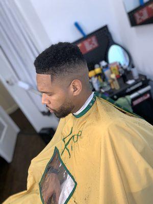 High fade with beard