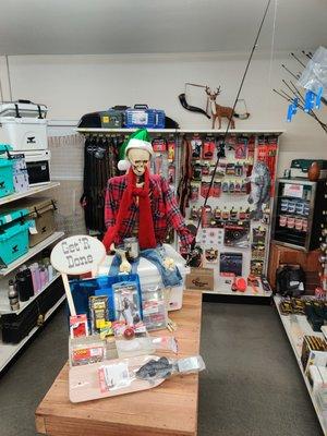 Harvey says to come on in and check out our fishing and hunting sections.