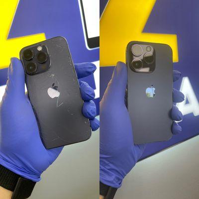 Another successful back glass replacement for the iPhone 14 Pro  completed today!