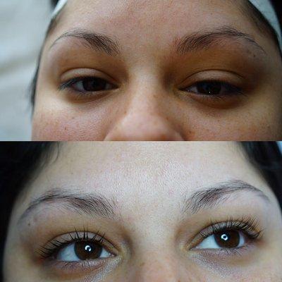 Lash lift before and after