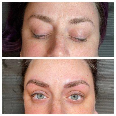 Before and after microblading