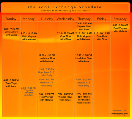 Yoga classes 7 days/week at The Yoga Exchange