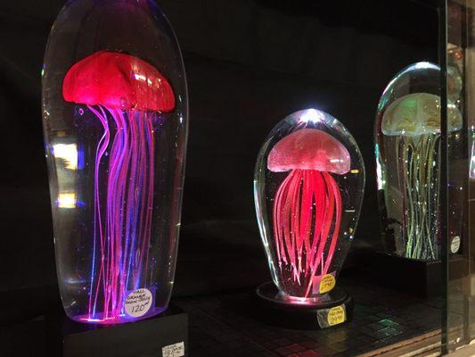 Glowing jellyfish in blown glass.