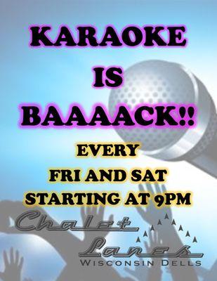 Karaoke Fridays & Saturdays at 9pm