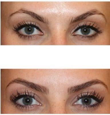 Before and after permanent stroke eyebrows.