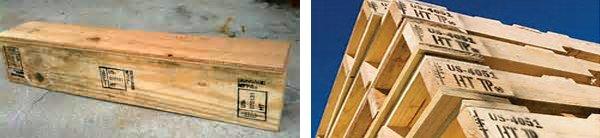 Heat treated palettes and wood crates for international shipping.