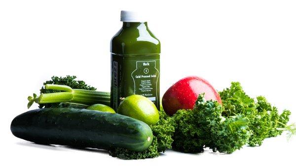 Hulk  - Organic cold pressed Juice. Organic Cucumber, Organic Apple, Organic Celery, Organic Kale, Organic Parsley, Organic Lemon