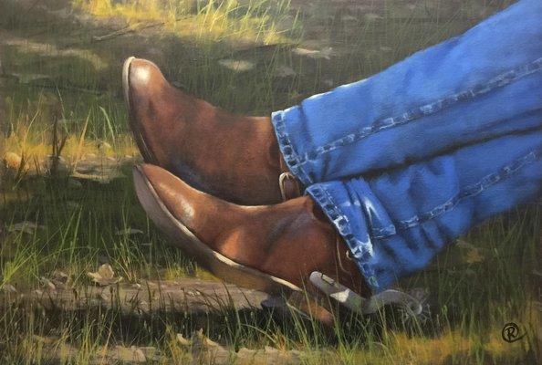 Chillin boots 16x24 Acrylic on canvas.