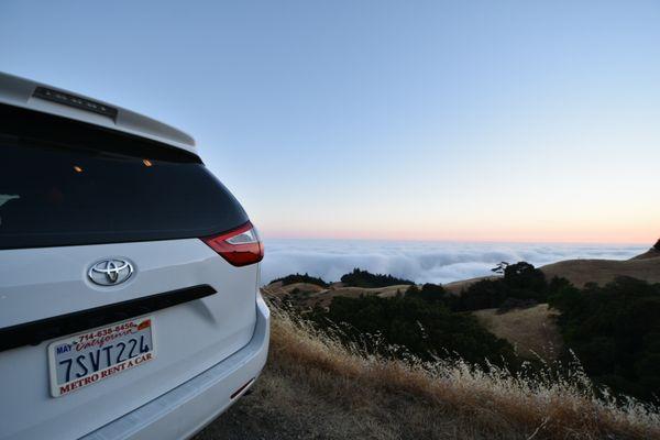 Metro's Toyota Sienna was easy to drive and had lots of space. I drove above the clouds to catch this amazing sunset at Mt Tam.