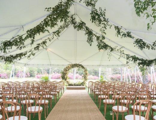 Ceremony Chairs: Natural Bentwood Chairs with Cream Cushions