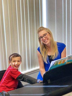 Singing lessons with his voice teacher, Elizabeth!