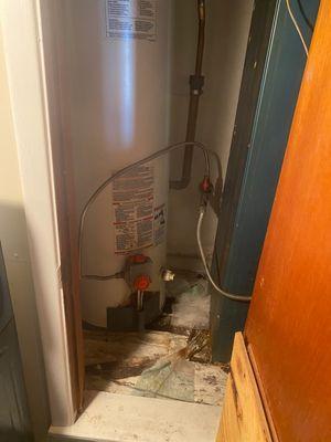 Be aware of the floor under your water heater, they're pretty heavy at almost nine pounds a gallon of water !