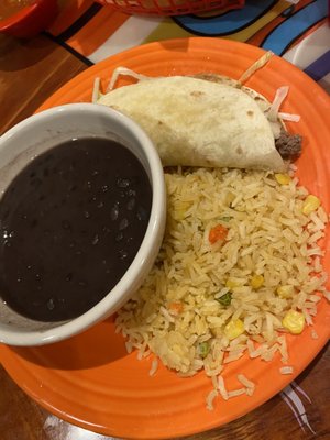 Kids taco with black beans instead of refried