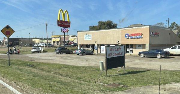 Road view of store front