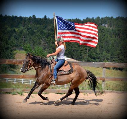 Our trainer, Brittnee, working with a horse.