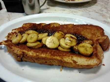 (12-2-2012) Bananas Foster French Toast (bananas w/ butter, brown sugar and cinnamon sauce over Portuguese Sweet Bread)