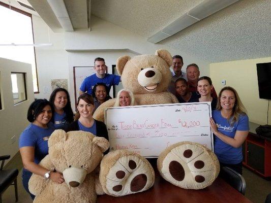 Delivering our check to the Teddy Bear Foundation in SB.