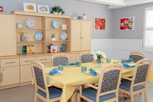 Dining area in memory care unit