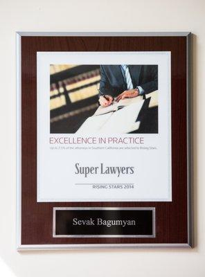 Awarded Super Lawyers Excellence in Practice in 2014