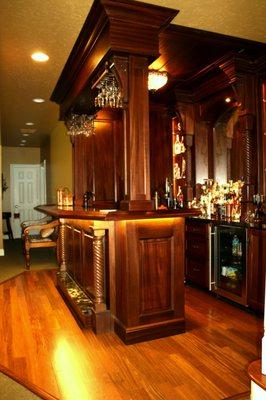 Custom mahogany pub style bar