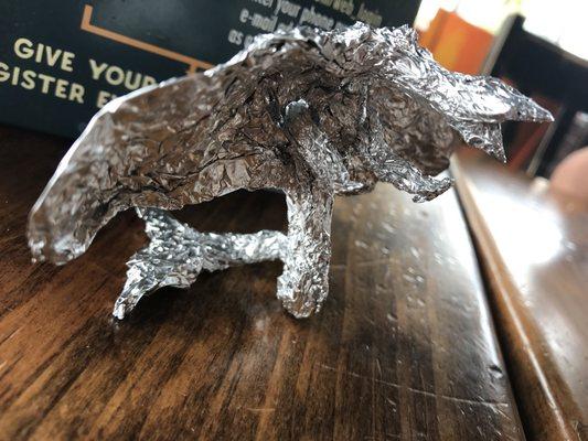 I love coming here and making aluminum foil monsters with my son!