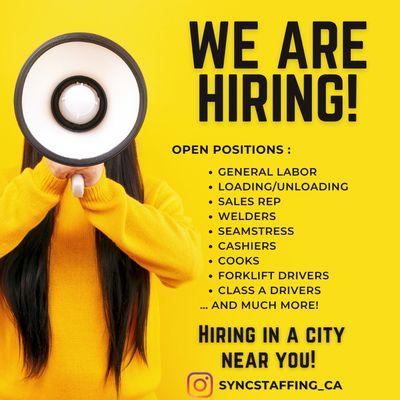 We are hiring in a city near you! Follow us on Instagram to stay up to date with new job openings