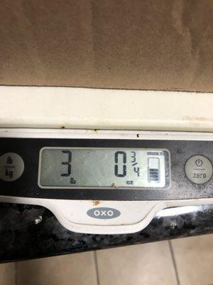 This was the weight on my scale.