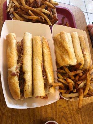 2 chicken cordon bleu subs and fries. I opted for no veggies. Fire.