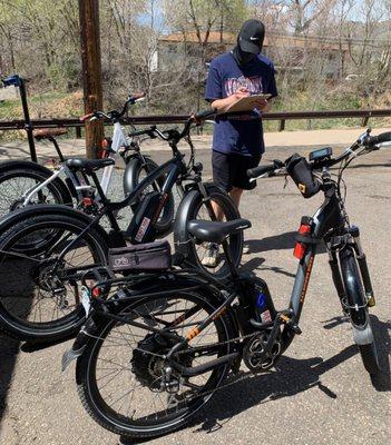 Wyatt checking out my bike.