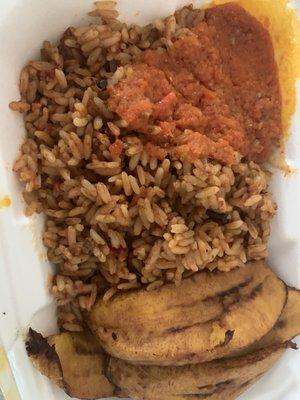 Jollof rice and plantain