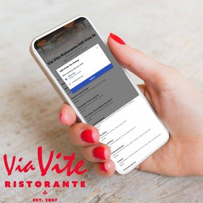 Order Online!
viaviterestaurant.com/online-orders