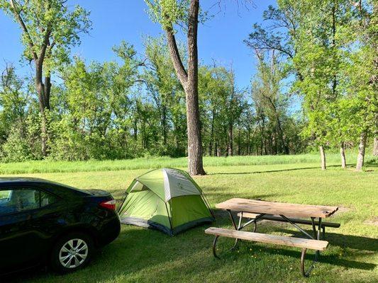 Setting up camp.